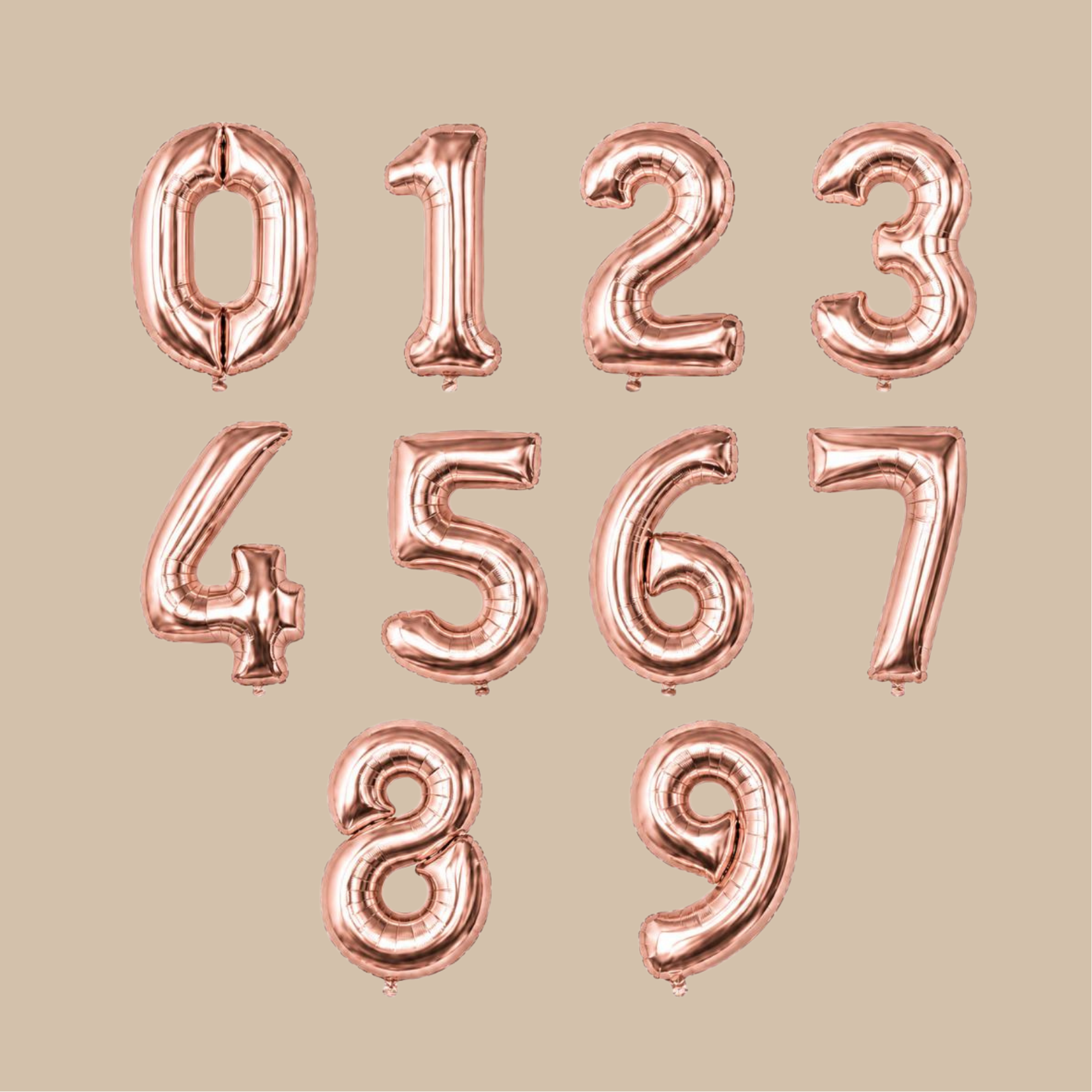 Globo Metálico Rose Gold de Número Gigante (32 pulgadas / 80 cm)
