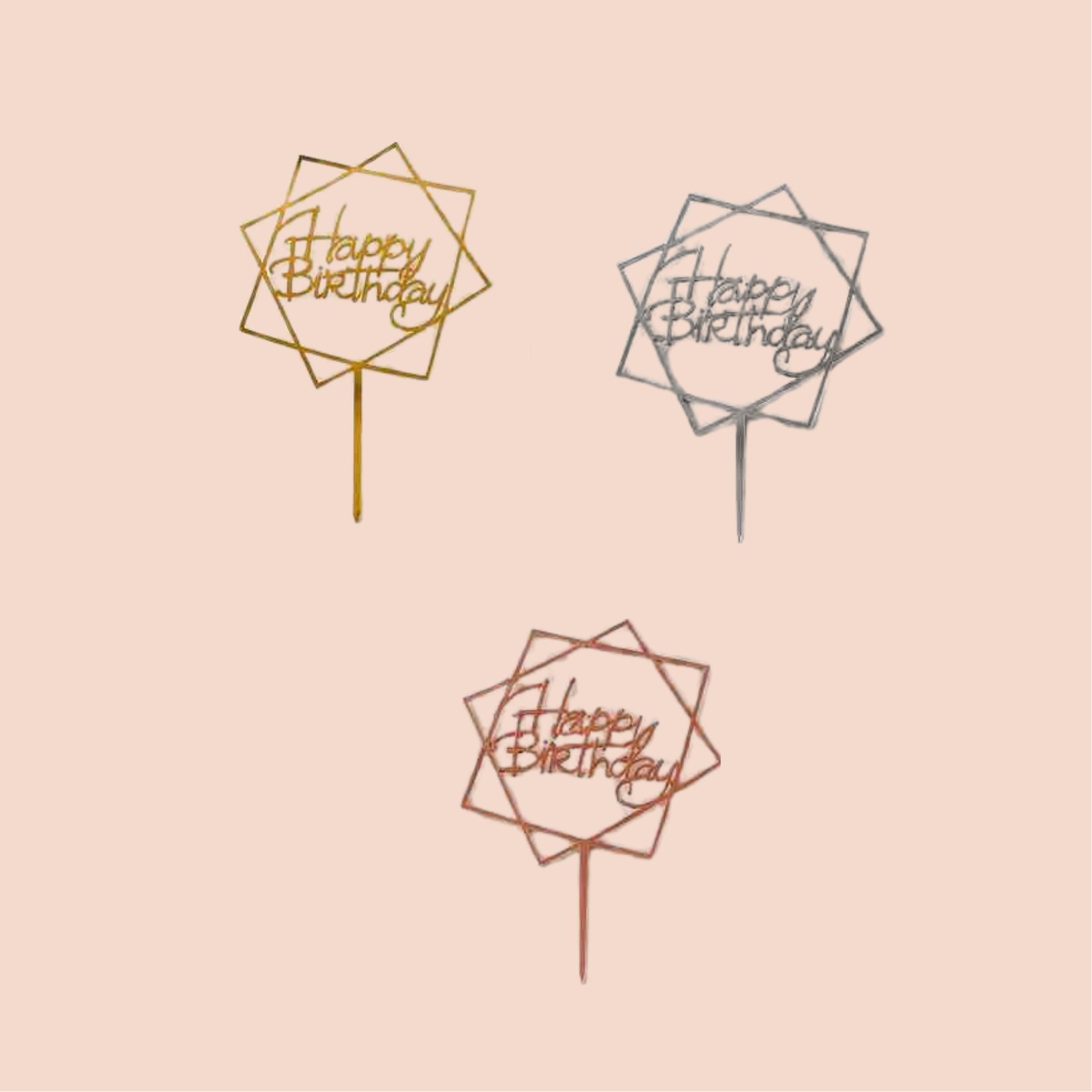 Cake Topper Geométrico "Happy Birthday"