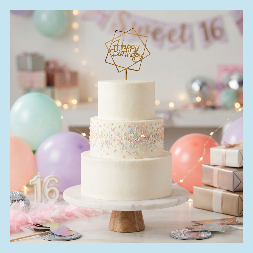 Cake Topper Geométrico "Happy Birthday"