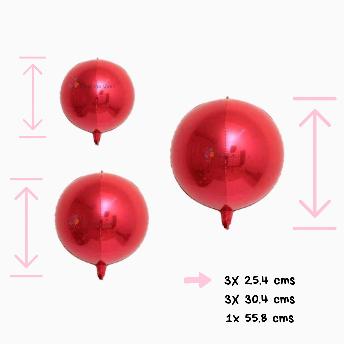 Paquete de 7 Globos Metálicos Redondos tipo Esfera