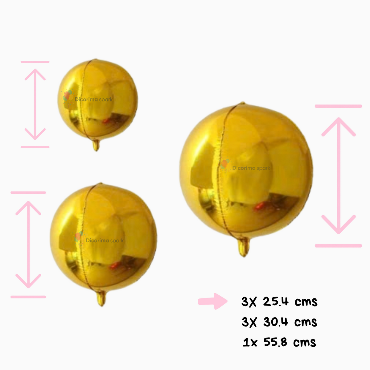 Paquete de 7 Globos Metálicos Redondos tipo Esfera