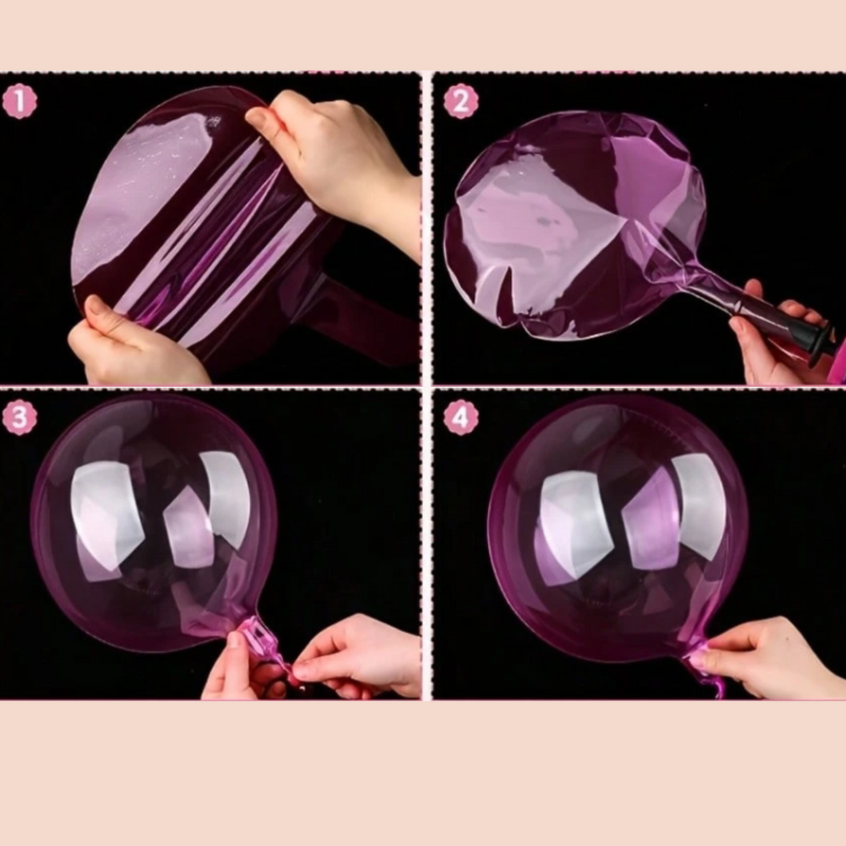 Paquete de 5 Globos Burbuja Transparentes con Tonalidad Rosa (18 Pulgadas)