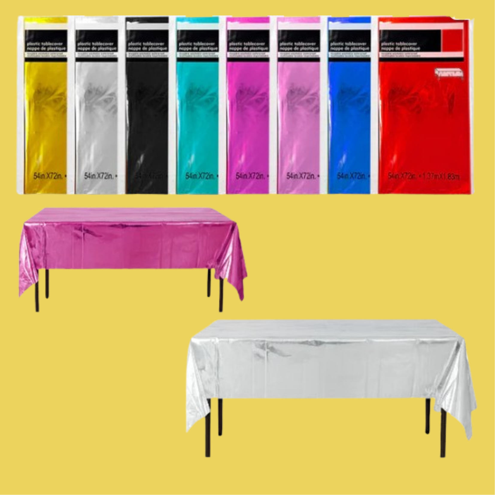 Mantel de Plástico Liso Metálico (137 x 183 cm)