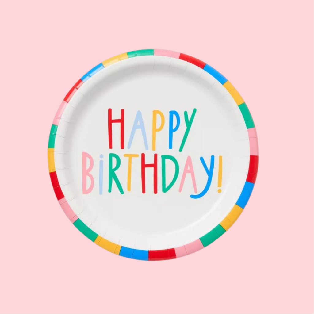 Platos de Fiesta "Rainbow Edge" Happy Birthday (20 piezas)
