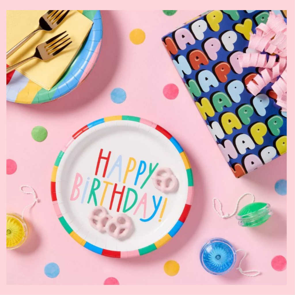 Platos de Fiesta "Rainbow Edge" Happy Birthday (20 piezas)