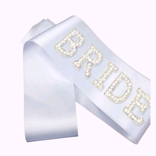 Banda de Novia "Bride" con Perlas y Detalles Brillantes