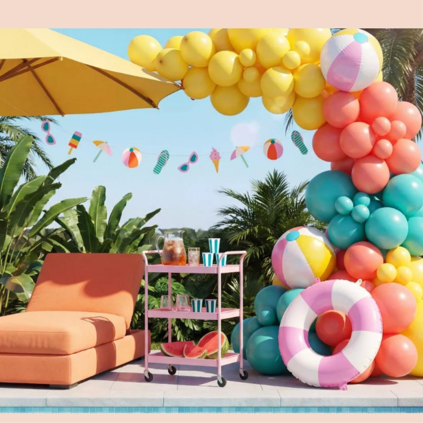 Kit de Decoración con Globos "Pool Party"