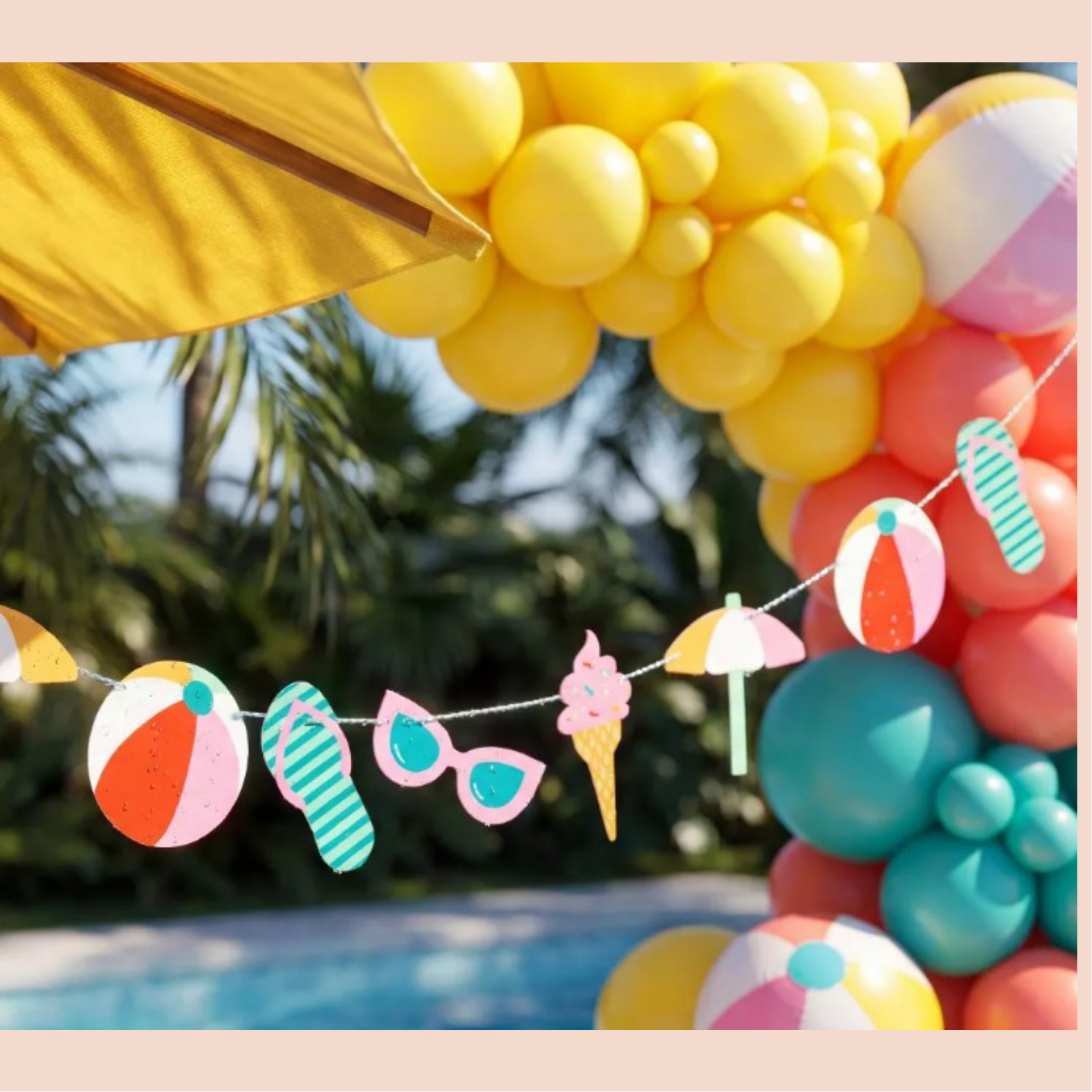 Kit de Decoración con Globos "Pool Party"
