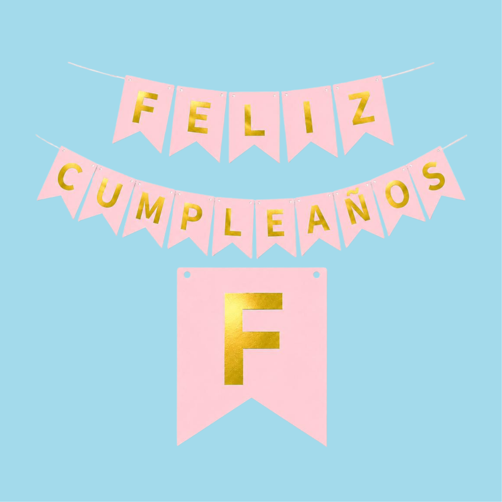 Banner "Elegance Gold" - Feliz Cumpleaños (Colores Lisos)
