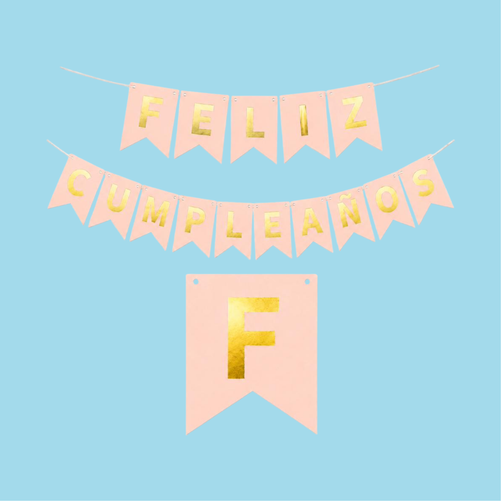 Banner "Elegance Gold" - Feliz Cumpleaños (Colores Lisos)