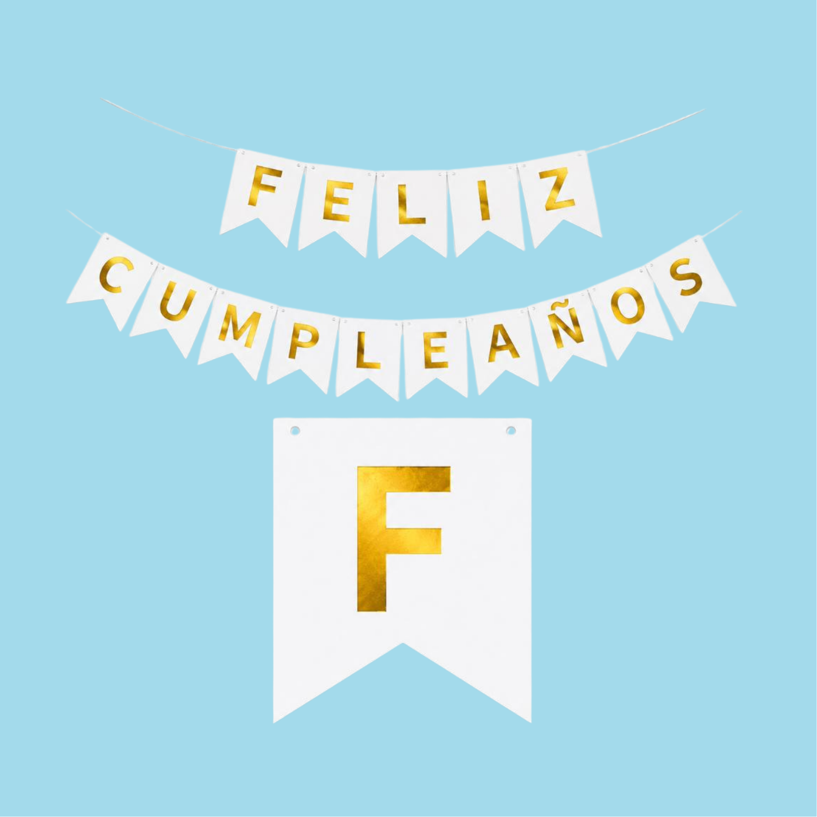 Banner "Elegance Gold" - Feliz Cumpleaños (Colores Lisos)