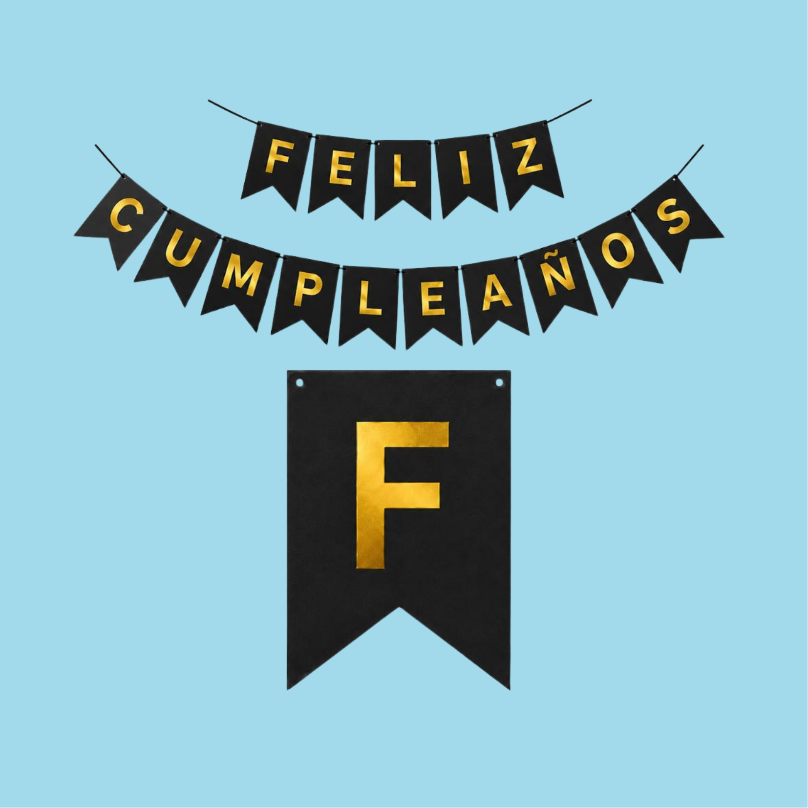 Banner "Elegance Gold" - Feliz Cumpleaños (Colores Lisos)
