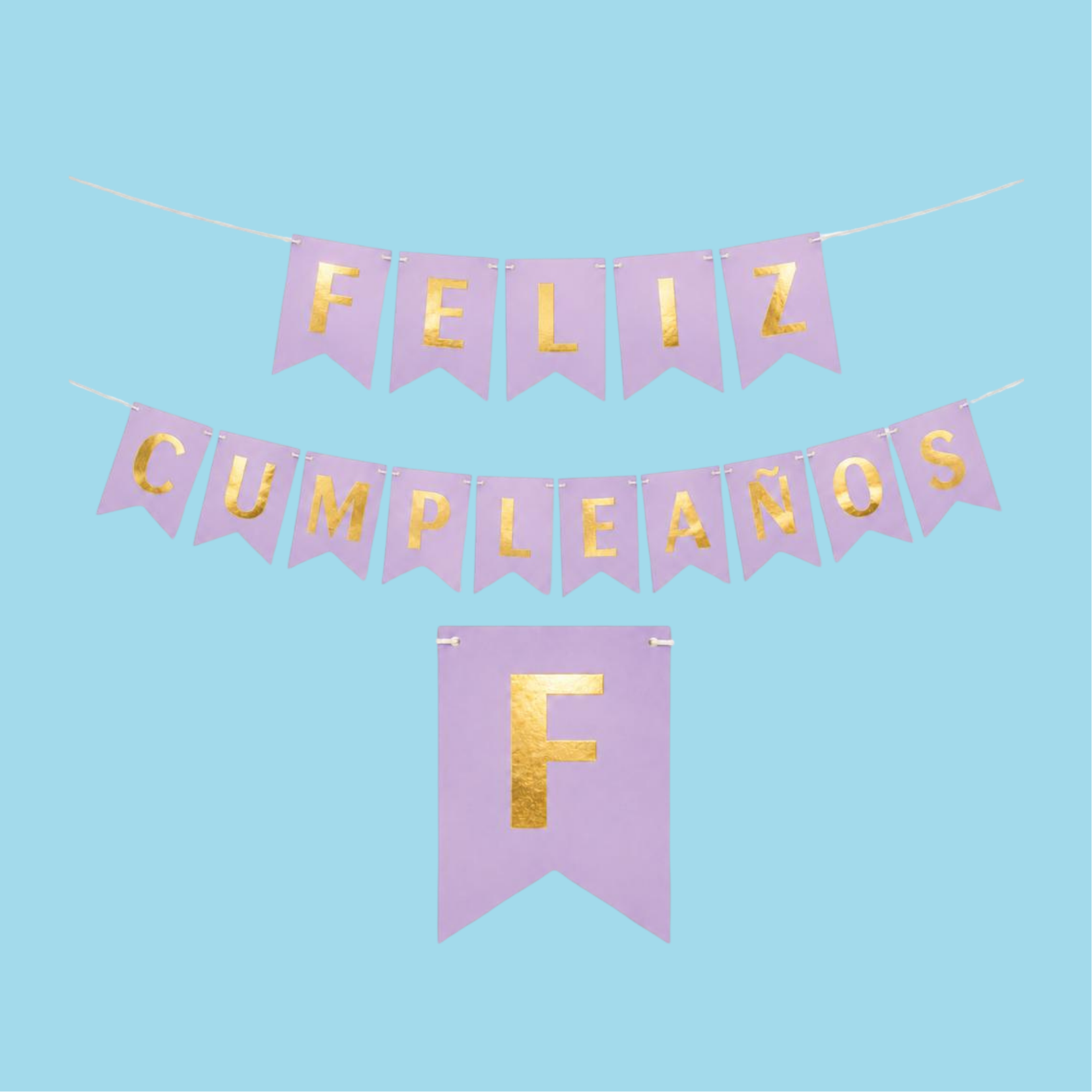 Banner "Elegance Gold" - Feliz Cumpleaños (Colores Lisos)