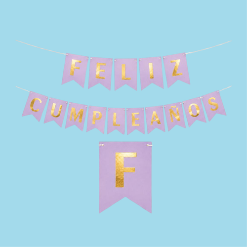 Banner "Elegance Gold" - Feliz Cumpleaños (Colores Lisos)