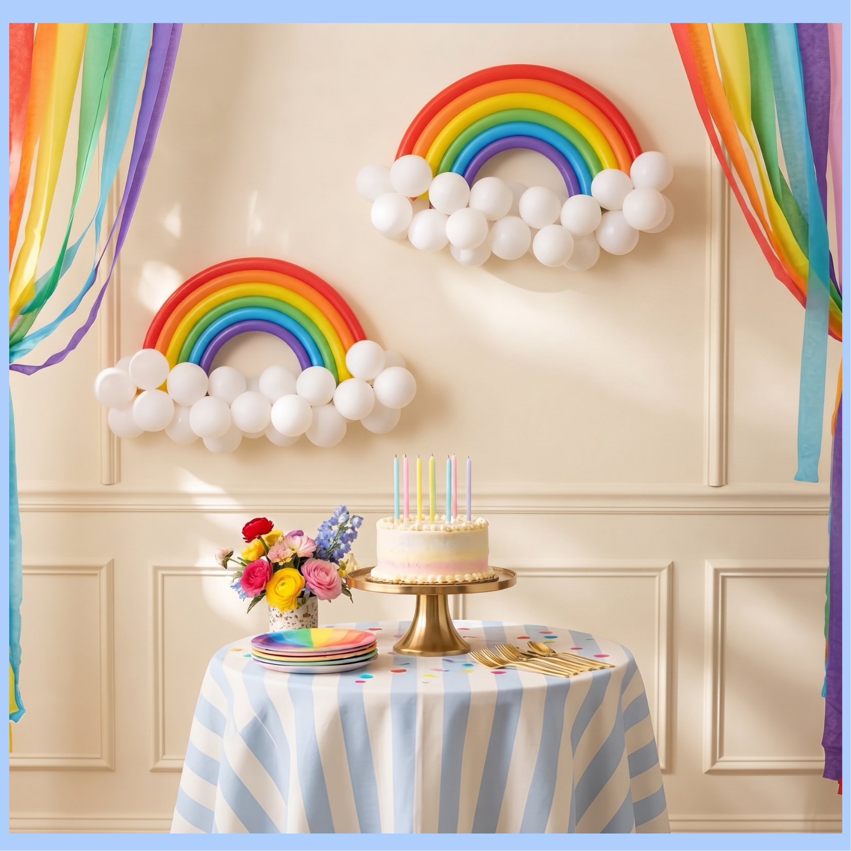 Kit de Creación de Globos Arcoiris Fluffy