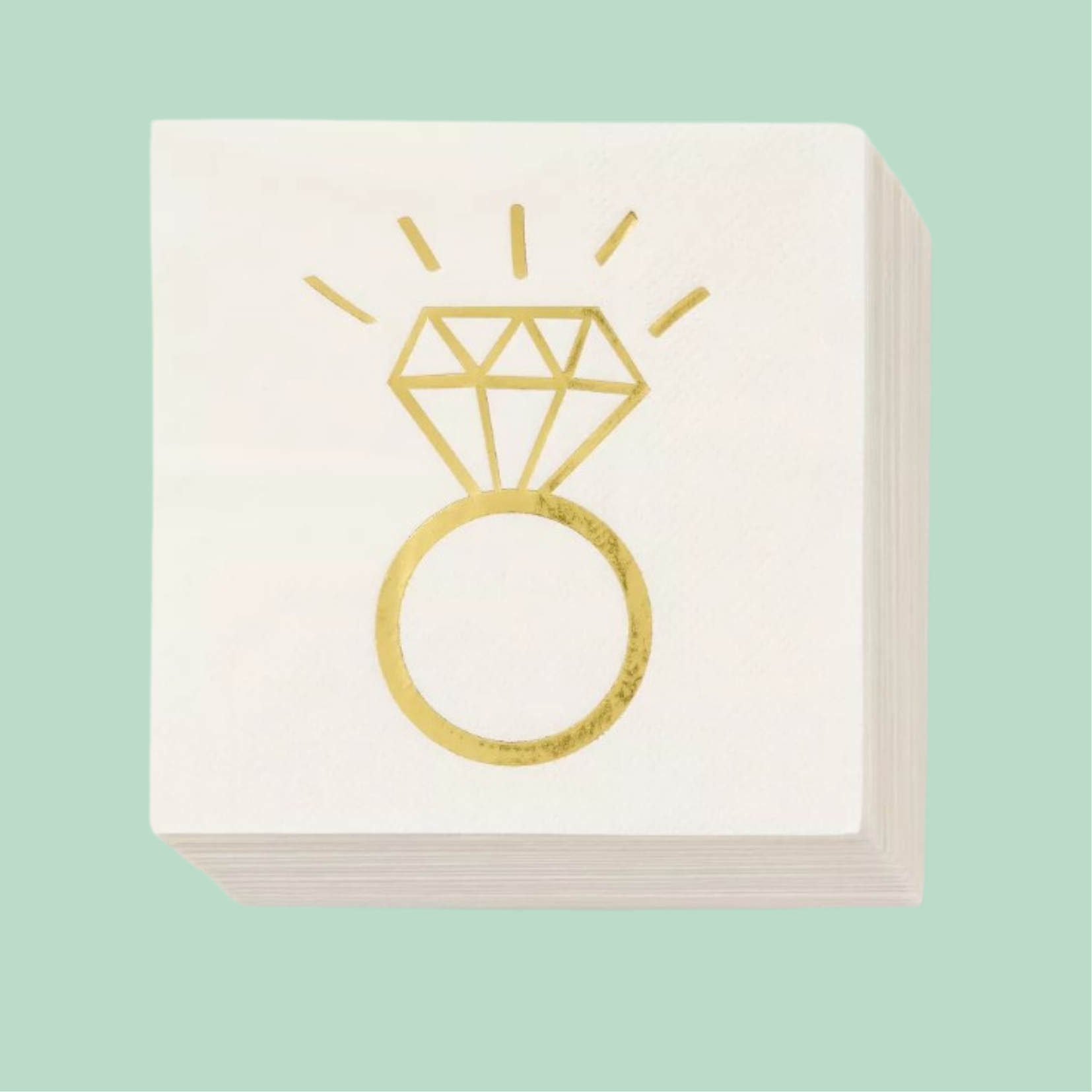 Servilletas de Bebida con Anillo de Boda en Foil Dorado 30 piezas